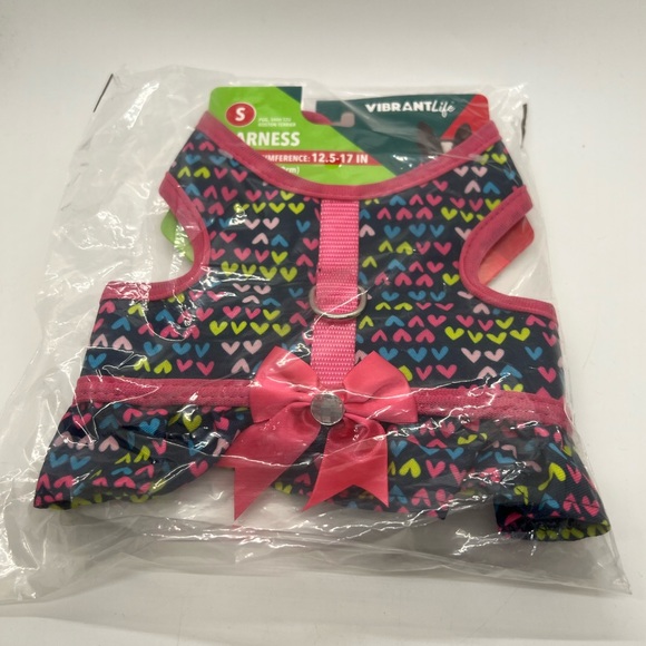 NWT Vibrant Life Harness. Pink & Navy with hearts & bow Small (up to 15 pounds) - Picture 4 of 9
